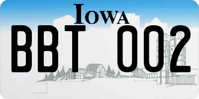 IA license plate BBT002