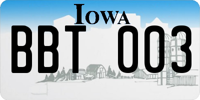 IA license plate BBT003