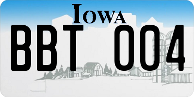 IA license plate BBT004