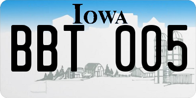 IA license plate BBT005