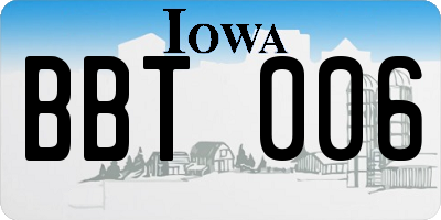IA license plate BBT006
