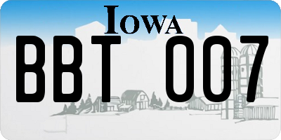IA license plate BBT007