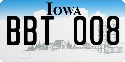 IA license plate BBT008