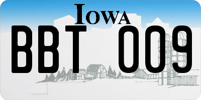 IA license plate BBT009