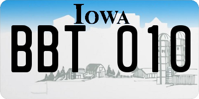 IA license plate BBT010