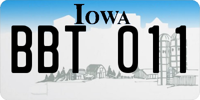 IA license plate BBT011
