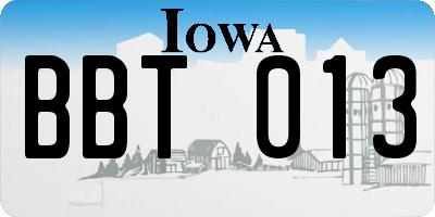 IA license plate BBT013