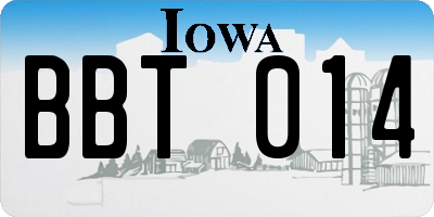 IA license plate BBT014