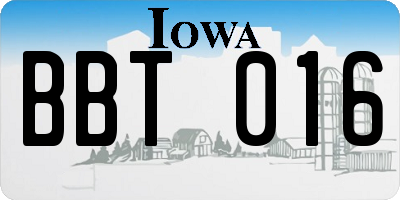 IA license plate BBT016