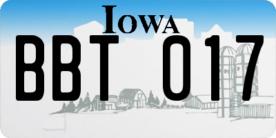 IA license plate BBT017