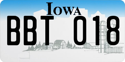 IA license plate BBT018