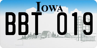 IA license plate BBT019