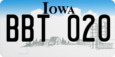 IA license plate BBT020