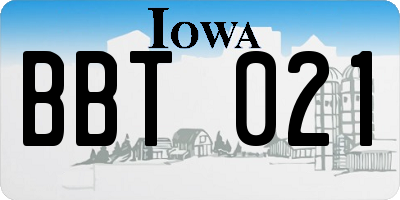 IA license plate BBT021