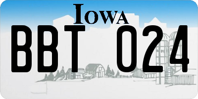 IA license plate BBT024