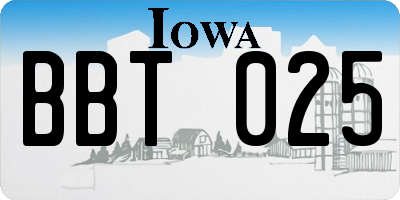 IA license plate BBT025