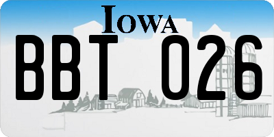IA license plate BBT026