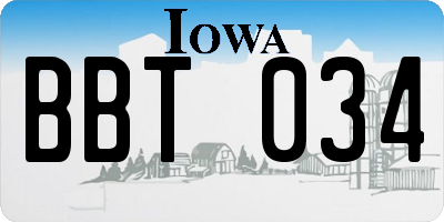 IA license plate BBT034