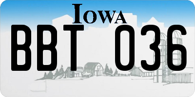 IA license plate BBT036