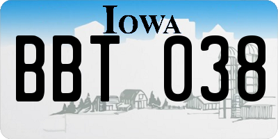 IA license plate BBT038