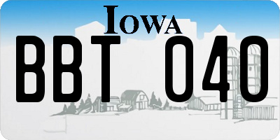 IA license plate BBT040