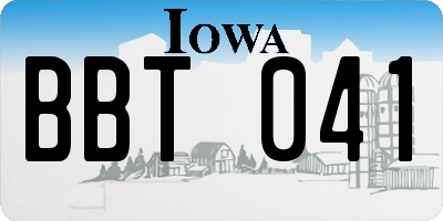 IA license plate BBT041