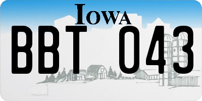 IA license plate BBT043