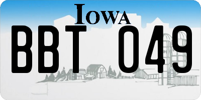 IA license plate BBT049