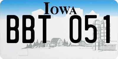 IA license plate BBT051