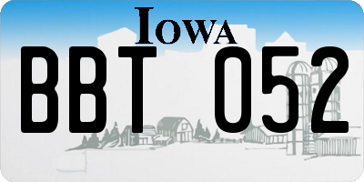 IA license plate BBT052