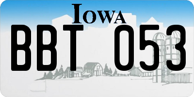IA license plate BBT053