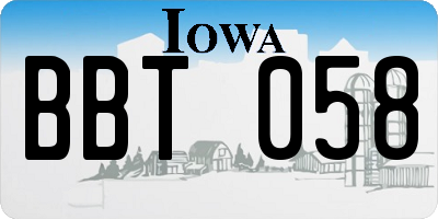 IA license plate BBT058