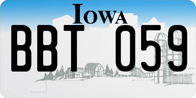 IA license plate BBT059