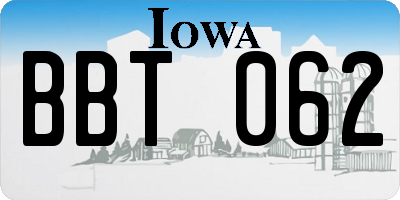 IA license plate BBT062