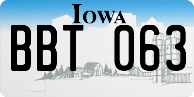 IA license plate BBT063