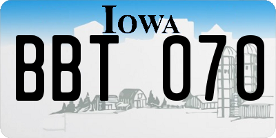 IA license plate BBT070