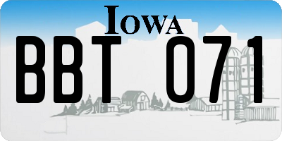 IA license plate BBT071