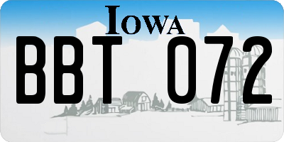 IA license plate BBT072
