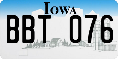 IA license plate BBT076