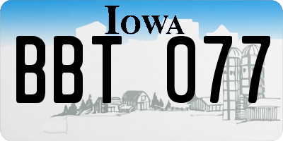 IA license plate BBT077
