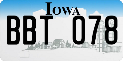 IA license plate BBT078
