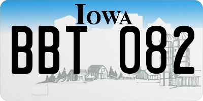 IA license plate BBT082