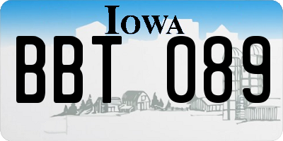 IA license plate BBT089