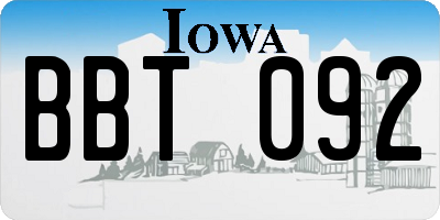 IA license plate BBT092