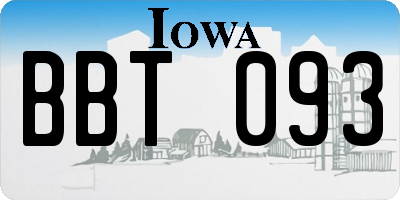 IA license plate BBT093