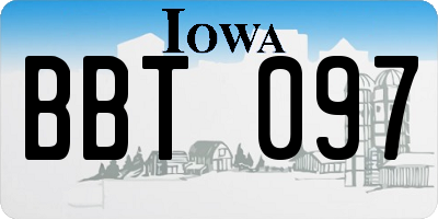 IA license plate BBT097