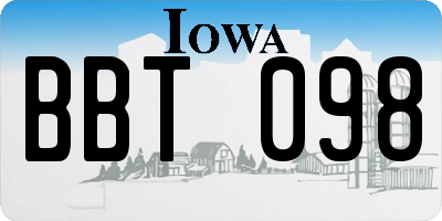 IA license plate BBT098