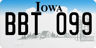IA license plate BBT099