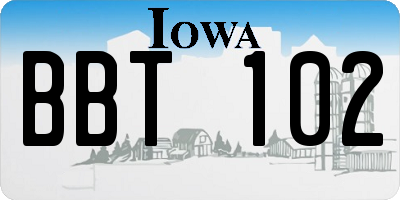 IA license plate BBT102