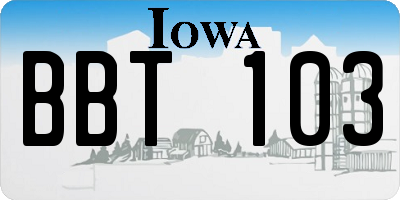 IA license plate BBT103
